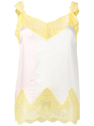 Nude Lace Trim Camisole In Yellow