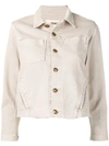 L Agence Cropped Denim Jacket In Neutrals