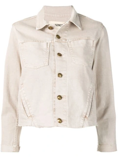 L Agence Cropped Denim Jacket In Neutrals