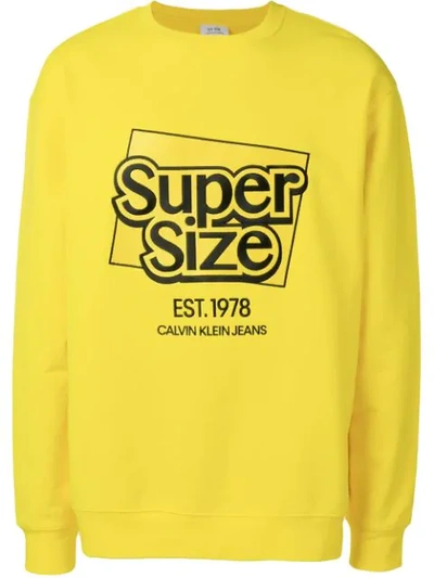 Calvin Klein Jeans Est.1978 1978 Embroidered Slogan Logo Sweatshirt In Yellow