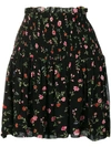 Ganni Floral Pattern Smock Skirt In Black