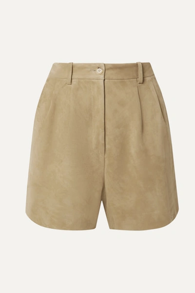 Nili Lotan Roxana Lambskin Leather Shorts In Neutral