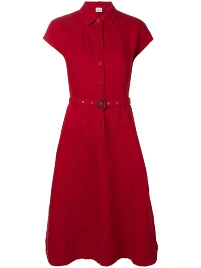 Aspesi Belted Shirt Dress In Red