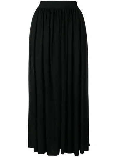 Msgm Pleated Long Skirt In Nero