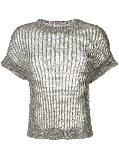 Antonelli Rufa Knitted Top In Silver