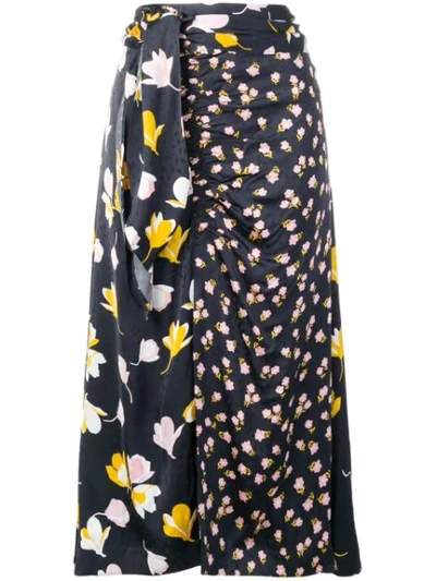 Self-portrait Floral Wrap Detail Skirt In Multicolor