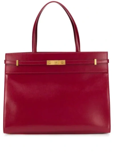 Saint Laurent Manhattan Medium Shopping Bag In Red