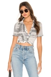 Superdown Jenela Twist Front Shirt In White. In White & Black