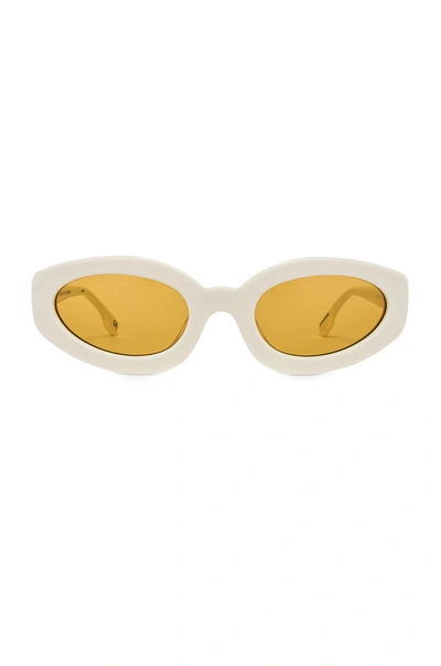 Le Specs Meteor Amour In Vintage White & Amber Tint