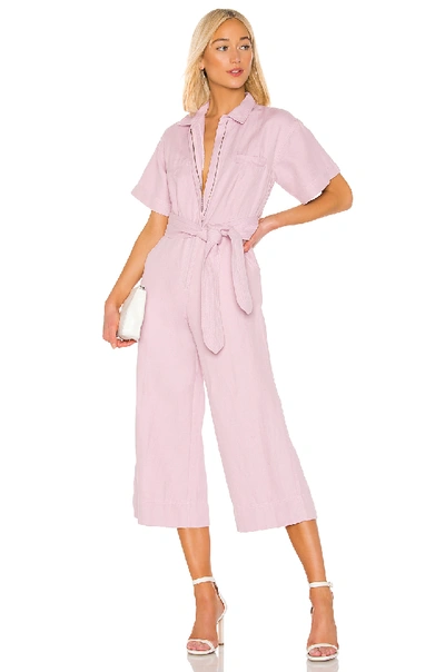 Apiece Apart Balaere Cotton And Linen-blend Jumpsuit In Lilac