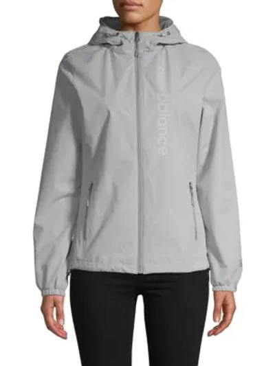 New Balance Logo Hooded Jacket In Silver