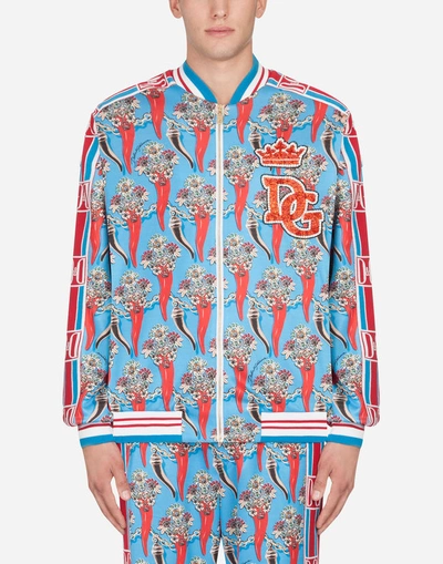Dolce & Gabbana Zip-up Sweatshirt With Patch Embellishment In Multi-colored