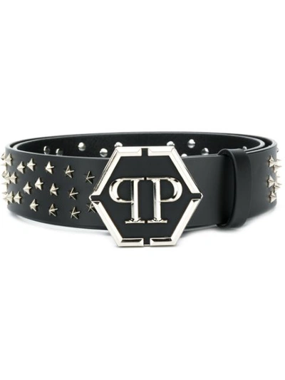 Philipp Plein Star Studded Belt In 02 Black