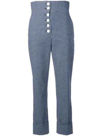 Sara Battaglia High-waisted Checked Trousers In Grey