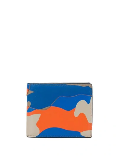 Valentino Garavani Camouflage Patch Leather Wallet In Blue