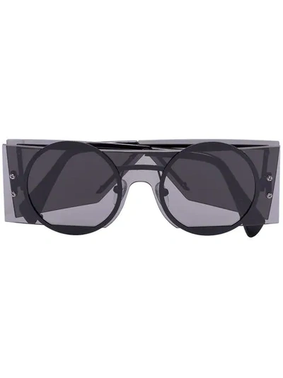 Yohji Yamamoto Black Yy7020 Rectangular Sunglasses