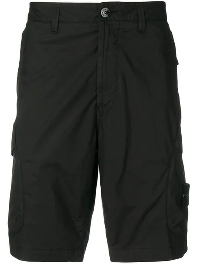 Stone Island Logo Patch Shorts In Black