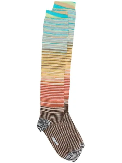 Missoni Striped Knitted Socks In Neutrals