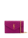 Saint Laurent Monogram Chain Wallet In Purple