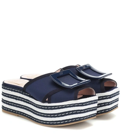 Roger Vivier Bikiviv Platform Espadrille Mules In Blue