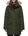 Canada Goose Trillium Down Parka Coat W/ Natural Coyote Fur Trim In Military Green