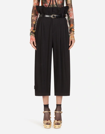 Dolce & Gabbana Cotton Capri Pants In Black