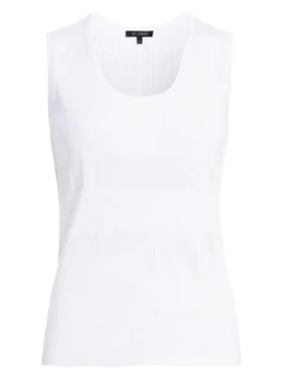 St John Patchwork Knit Tank Top In White