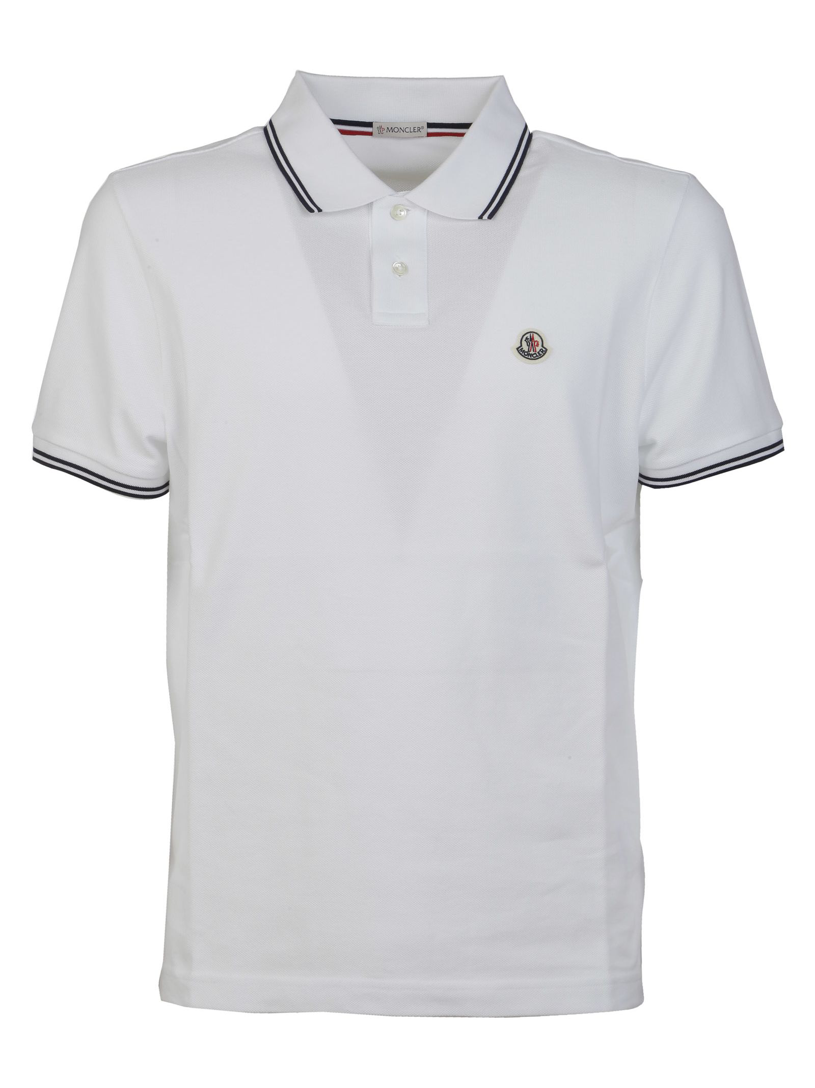 Moncler Logo Patch Polo Shirt In White | ModeSens