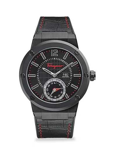 Ferragamo F-80 Motion Ip Stainless Steel & Leather-strap Watch