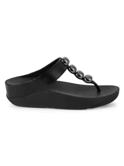 Fitflop Rola Glitzy Crystal Thong Sandals In Black