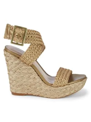 Stuart Weitzman Alex Espadrille Wedge Sandals In Gold | ModeSens