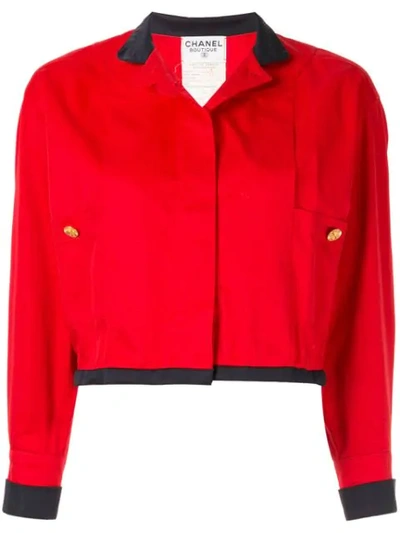 Pre-owned Chanel Long Sleeve Cotton Jacket In Red