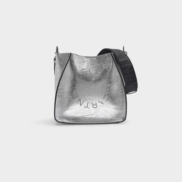 Stella Mccartney | Stella Logo Mini Crossbody Bag In Black Alter Nappa In Metallic | ModeSens