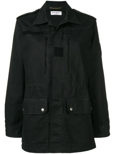 Saint Laurent Military Parka Jacket In Black