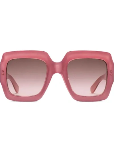 Gucci Chunky Square Frame Sunglasses In Pink