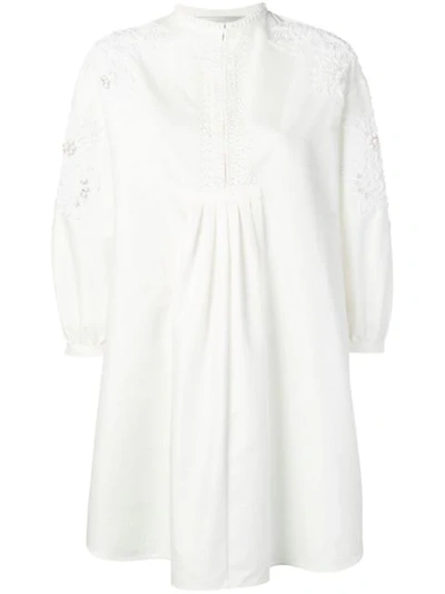 Valentino Embroidered Floral Dress In White