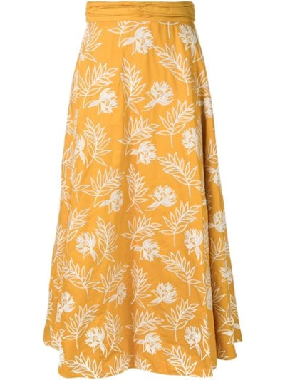 Amur Floral Printed Midi Skirt In Yellow