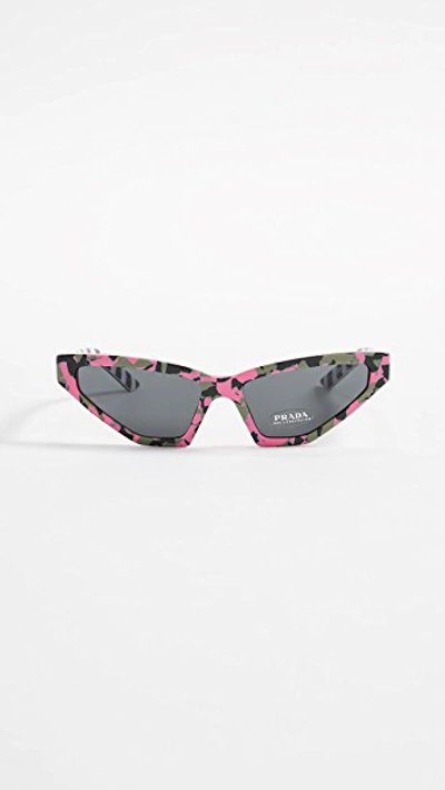 Prada Pr 12vs Millennial Narrow Cat Eye Sunglasses In Camouflage Pink