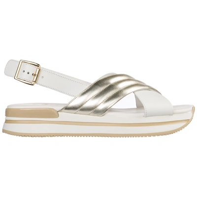 Hogan Women's Leather Heel Sandals H222 In White