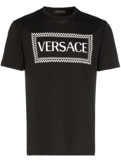 Versace Logo-print Cotton-jersey T-shirt In Black