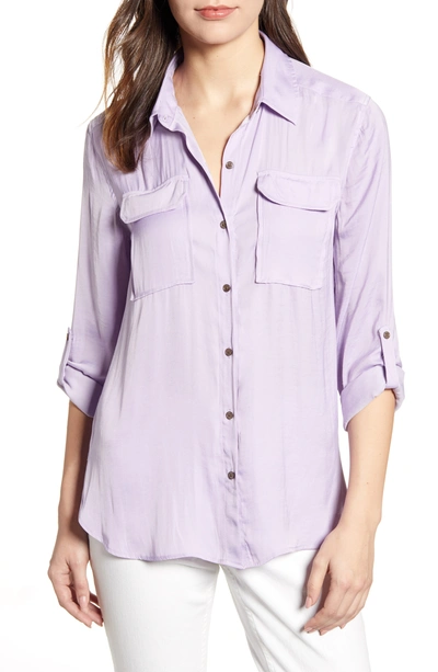 Vince Camuto Two-pocket Rumple Blouse In Wisteria