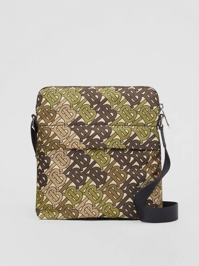 Burberry Monogram Print Nylon Crossbody Bag In Khaki Green