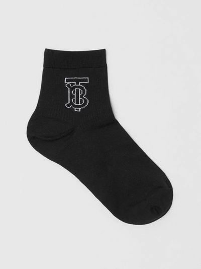 Burberry Monogram Intarsia Socks In Black