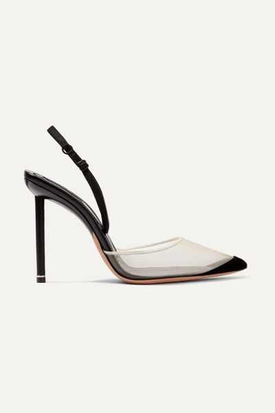 Alexander Wang Alix Mesh And Suede Slingback Pumps In Black