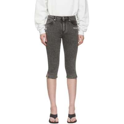 Off-white Skinny Cropped Capri Cotton Denim Jeans In Vintage Blk