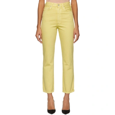 Agolde High-rise Cropped Straight-leg Denim Jeans In Lemon