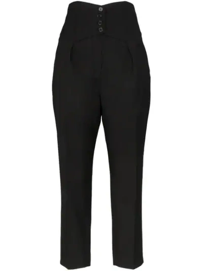 Saint Laurent High-waisted Tailored Cropped Wool Trousers In Black