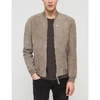 Allsaints Kemble Suede Bomber Jacket In Light Khaki Gr