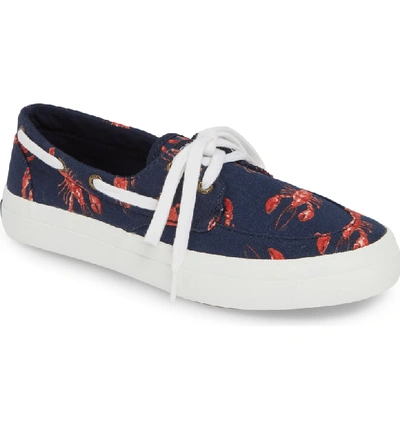 Sperry Crest Boat Sneaker In Navy Lobster Fabric