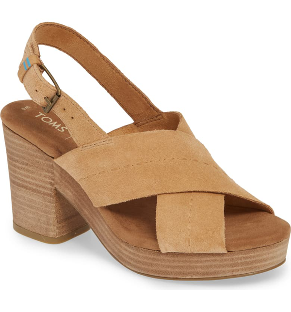 Toms Ibiza Platform Slingback Sandal In Honey Suede | ModeSens